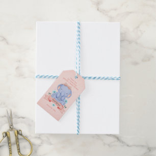 Etiqueta Para Presente Coral Elefante Azul para Raparigas Personalizadas
