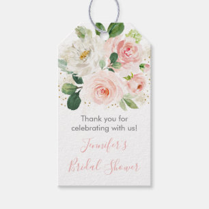 Etiqueta Para Presente Coram o rosa & o chá de panela floral Dourado
