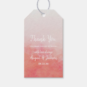 Etiqueta Para Presente Coram obrigado do casamento da aguarela do rosa &