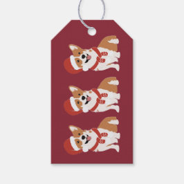 Etiqueta Para Presente Corgi de Natal Chapéu de Papai Noel Cranberry Prof