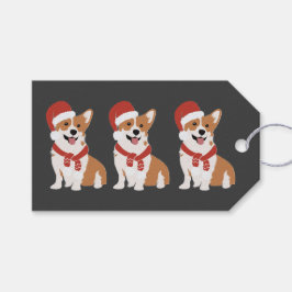 Etiqueta Para Presente Corgi de Natal Rico Carvão Elegante Divertido