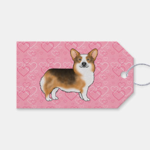 Etiqueta Para Presente Corgi galês Pembroke de cabeça vermelha ama rosa