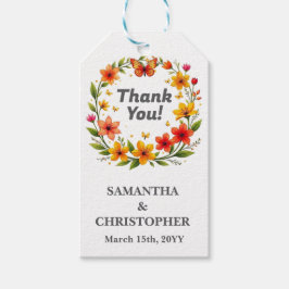 Etiqueta Para Presente Coroa de Borboletas Florais Casamento Texto Person