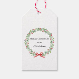 Etiqueta Para Presente Coroa de Natal Botânica Rótulo Moderno
