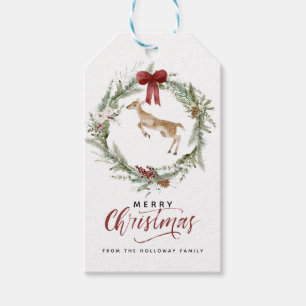 Etiqueta Para Presente Coroa de Natal Clássico de Férias de Inverno