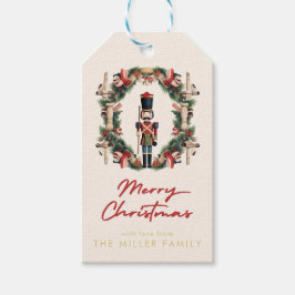 Etiqueta Para Presente Coroa de Natal do Quebra-Nozes Vermelho