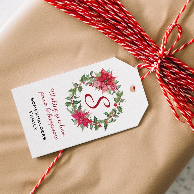 Etiqueta Para Presente Coroa de Natal Personalizada (Christmas Wreath Personalized Gift Tags)