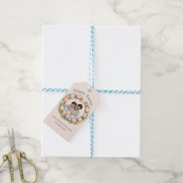 Etiqueta Para Presente Coroa Floral e Foto da Família Páscoa Personalizad