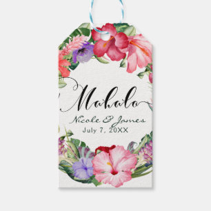 Etiqueta Para Presente Coroa Floral Tropical Havaiana Festa de Casamento 