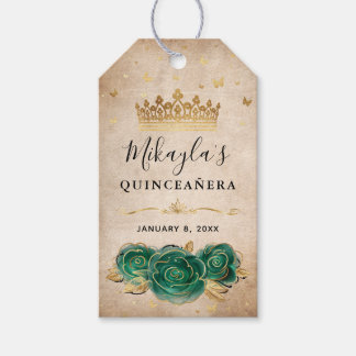 Etiqueta Para Presente Coroa Rosa Verde Dourada Obrigado