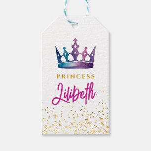 Etiqueta Para Presente Coroa Tiara Rosa Roxa Fofa Para Meninas Aquarela