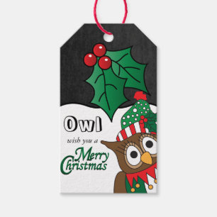 Etiqueta Para Presente Coruja deseja um Feliz Natal