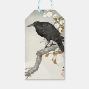 Etiqueta Para Presente Corvo Koson Japonês Pássaro Corvo