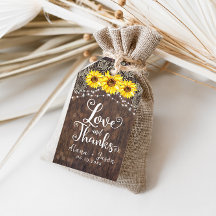 Country Sunflower Lace Weding Favor Obrigado Etiqu