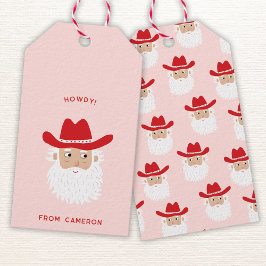 Etiqueta Para Presente Cowboy Santa Claus Fun Western Holiday