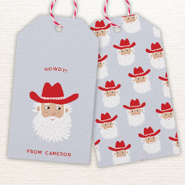 Etiqueta Para Presente Cowboy Santa Claus Fun Western Holiday