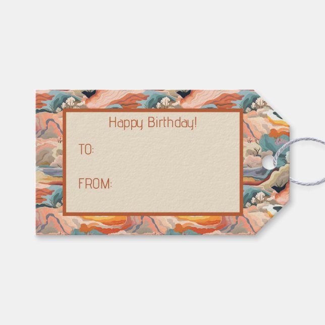 Etiqueta Para Presente Cozy Autumn Colunas Abstrato Digital Art (Frente (horizontal))