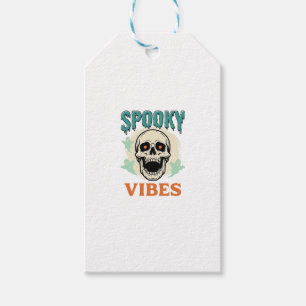 Etiqueta Para Presente Crânio de Halloween Vibrações Assustadoras Horror