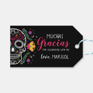 Etiqueta Para Presente Crânio Mexicano Floral Fiesta Partido Favor Tags