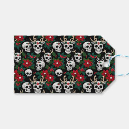 Etiqueta Para Presente Crânios De Natal Crochet Com Poinsettias