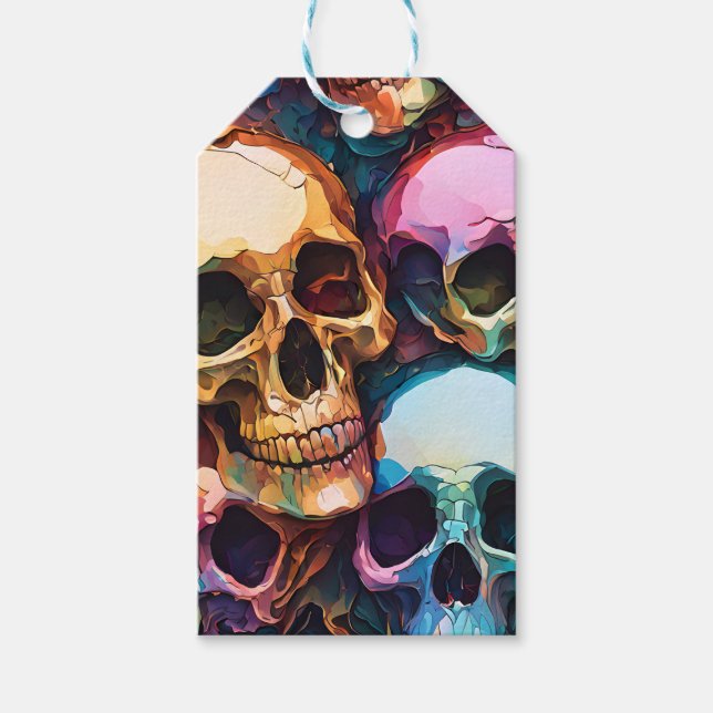 Etiqueta Para Presente Crânios Funky (Frente)