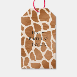 Etiqueta Para Presente Cream Brown Safari Giraffe Animal Print