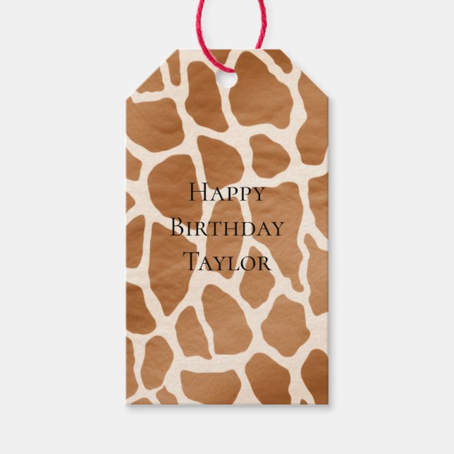Etiqueta Para Presente Cream Brown Safari Giraffe Animal Print (Frente)