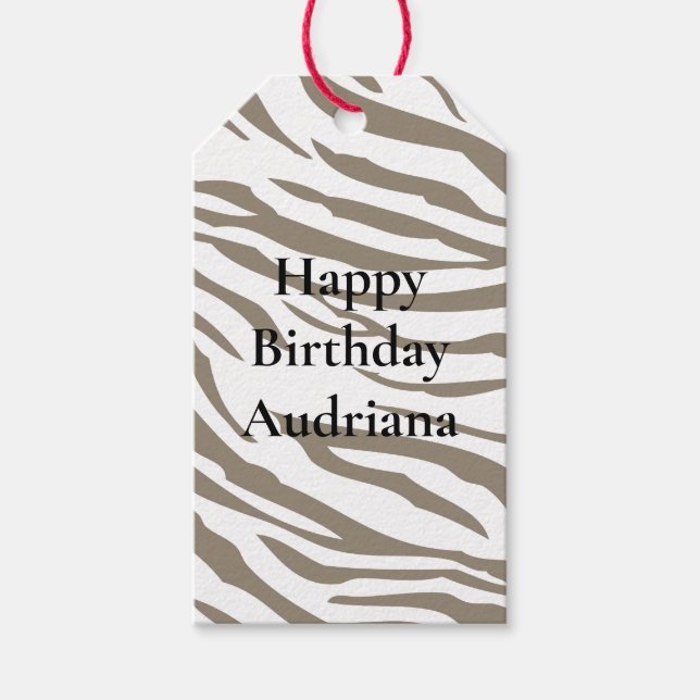 Etiqueta Para Presente Cream Brown White Zebra Print (Frente)