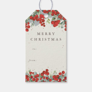 Etiqueta Para Presente Cream Red Berry+Eucalyptus Natal/Feriado