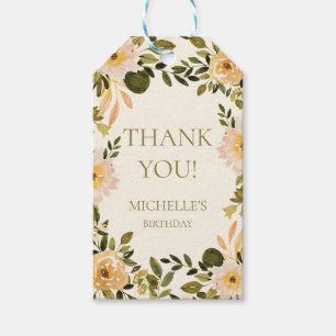 Etiqueta Para Presente Creme Amarelo Verde Verde Aniversário Obrigado