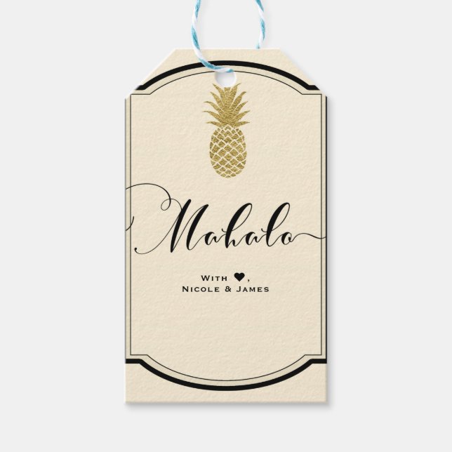 Etiqueta Para Presente Creme de abacaxi preto-tropical MAHALO ALOHA (Frente)