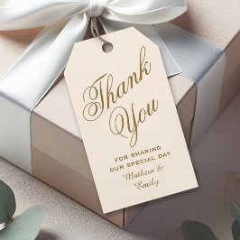 Etiqueta Para Presente Creme e Dourado personalizado Obrigado Casamento
