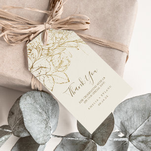 Etiqueta Para Presente Creme floral dourado de e obrigado Dourado você