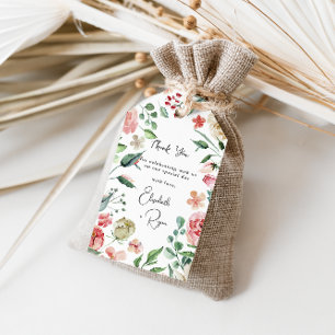 Etiqueta Para Presente Crème & Rosa Primavera Florals Casamento Obrigad