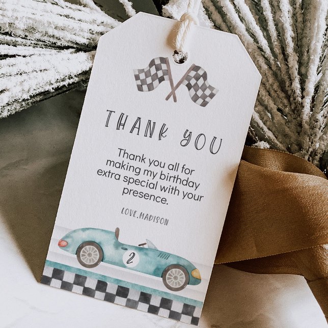 Etiqueta Para Presente Crescendo Muito Rápido 2º Aniversário  (Growing Up Two Fast race car 2nd birthday favor gift tags)