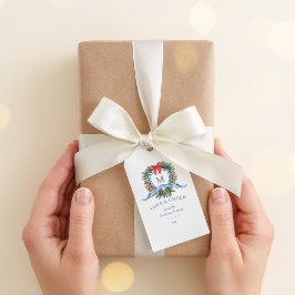 Etiqueta Para Presente Crest de Aquarela Personalizada com Verde e Arco d