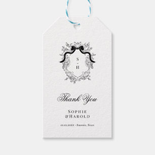 Etiqueta Para Presente Crest Monograma Laço Francês Casamento Obrigado