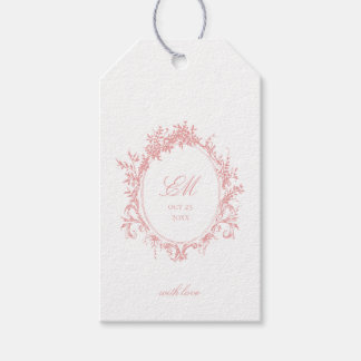 Etiqueta Para Presente Crest Monograma Rosa Chinoiserie Logotipo de Casam
