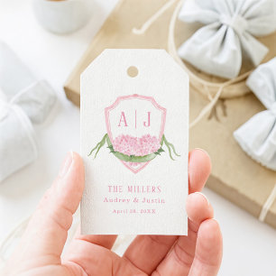 Etiqueta Para Presente Crestas de Casamento Personalizadas com Hortênsia