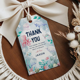 Etiqueta Para Presente Crianças Bonitas Sob O Mar Obrigados De Aniversári