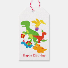 Etiqueta Para Presente Crianças Cartoon Dinossauros Feliz Aniversário