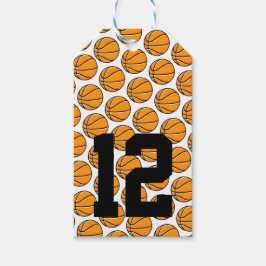 Etiqueta Para Presente Crianças de basquetebol envelhecem feliz aniversár