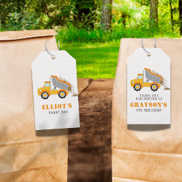 Etiqueta Para Presente Crianças Despejam O Tema Da Construção De Caminhõe