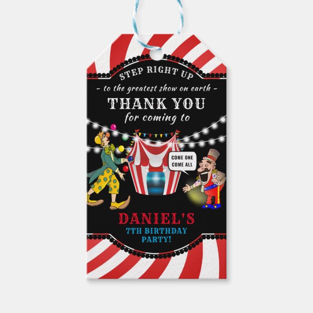 Etiqueta Para Presente Crianças Divertidas do Circo | Agradecimento de An (Frente)