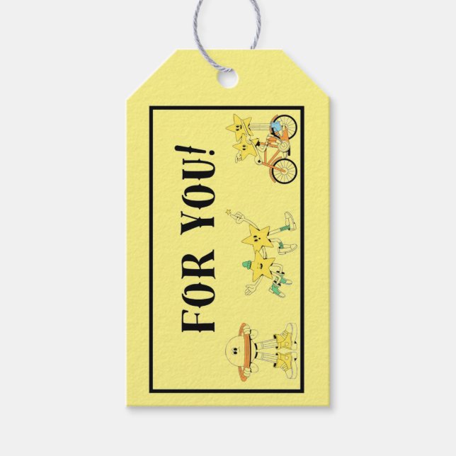 Etiqueta Para Presente crianças para você estrelam bagagem amarela presen (Frente)