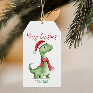 Etiqueta Para Presente Crianças Personalizadas no Natal do Dinossauro