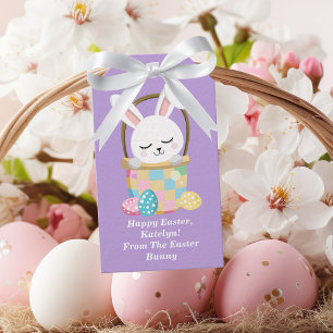 Etiqueta Para Presente Crianças Personalizáveis do Coelho da Páscoa Roxo 