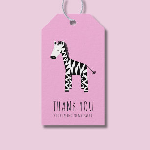 Etiqueta Para Presente Crianças, uma zebra rosa e fofa Obrigado