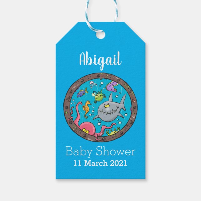 Etiqueta Para Presente Criaturas marinhas engraçadas desenho de desenhos  (Frente)