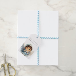 Etiqueta Para Presente Crie Seu Próprio Anjo de Natal Azul Menino Morena